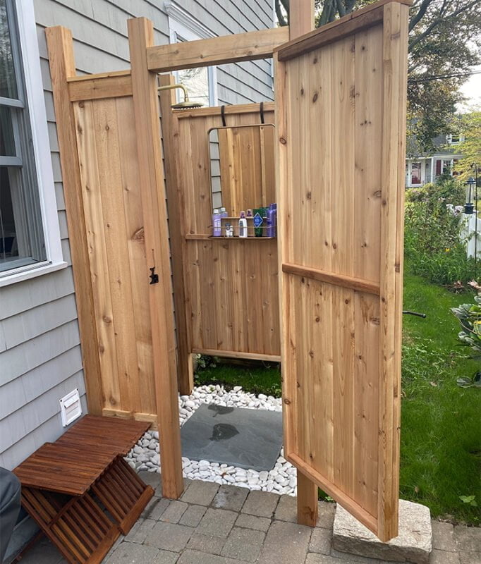 naked outdoor shower