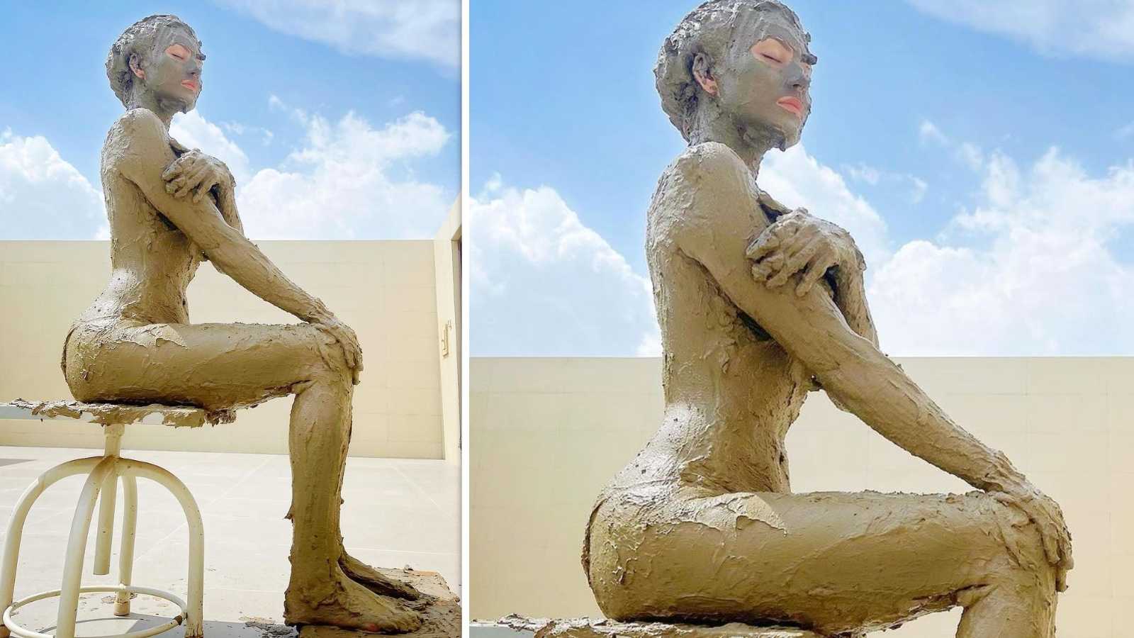 Nude Mud Bathing shooting cum