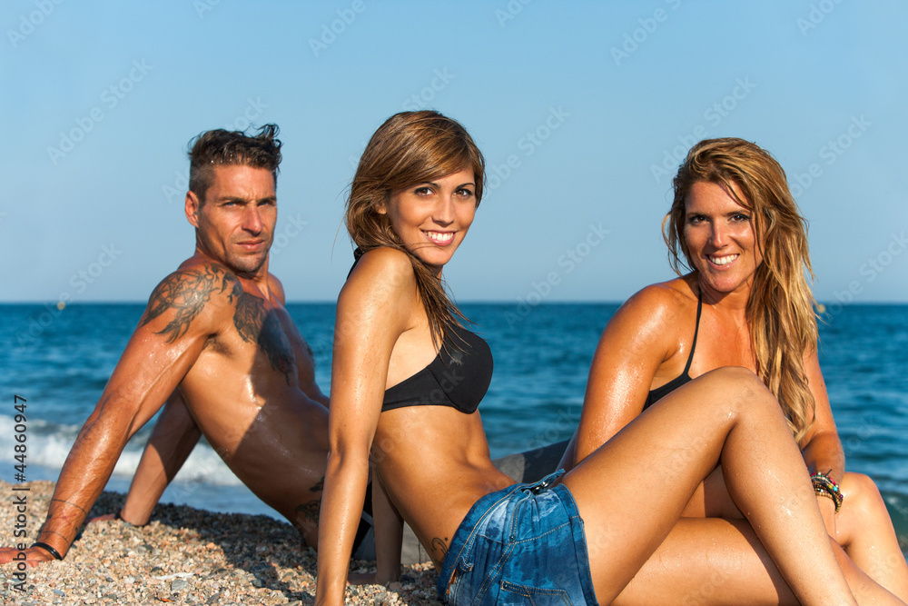 three some on the beach